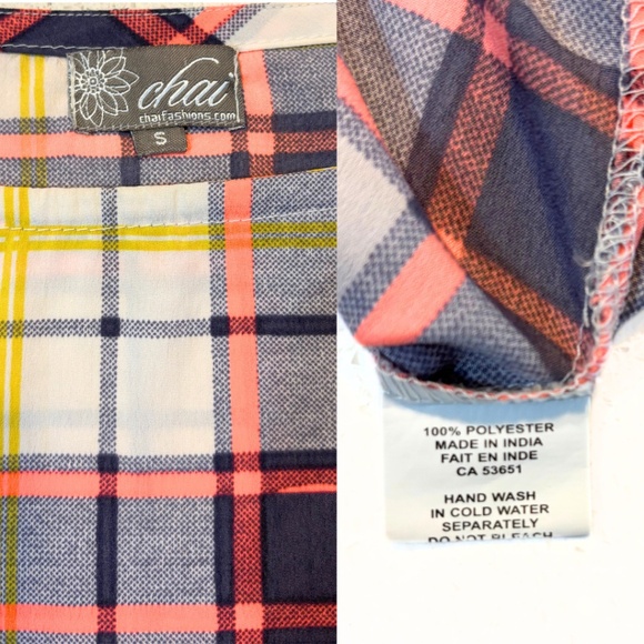 Chai Fashions Plaid Sleeveless Top Size S - Picture 6 of 6